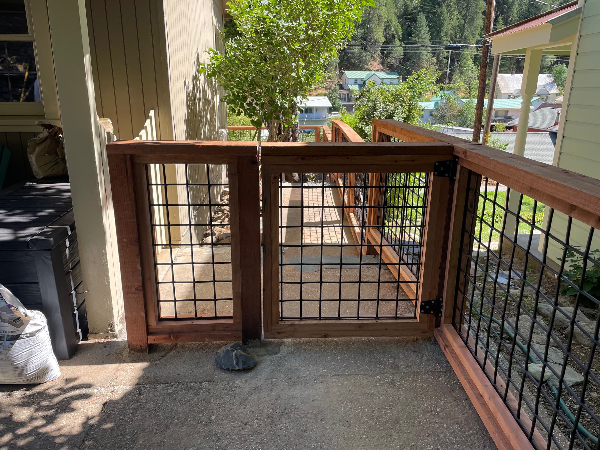 Custom double gate with welded wire panels